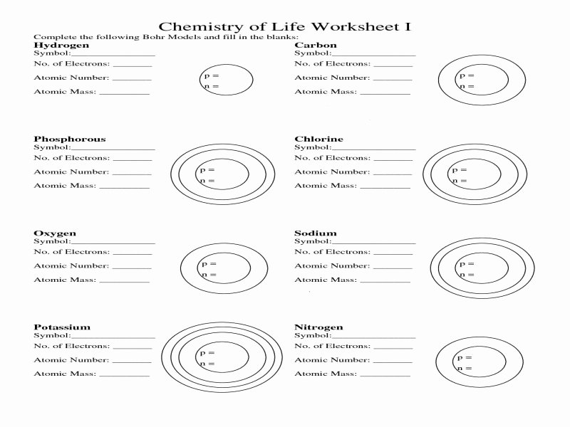 bohr atomic model worksheet