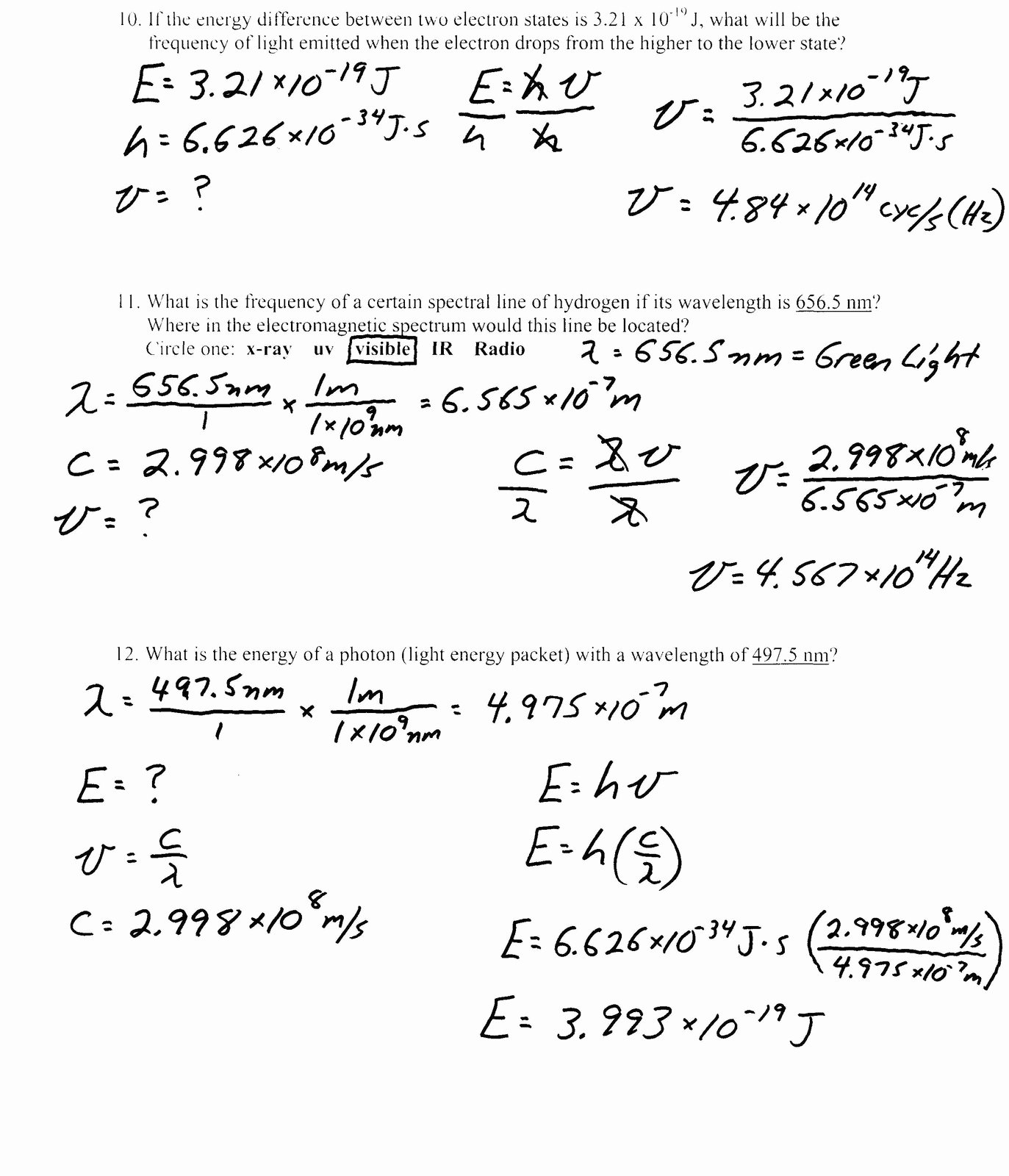 Bohr atomic Models Worksheet Answers Lovely Heritage High School Honors Physical Science Light