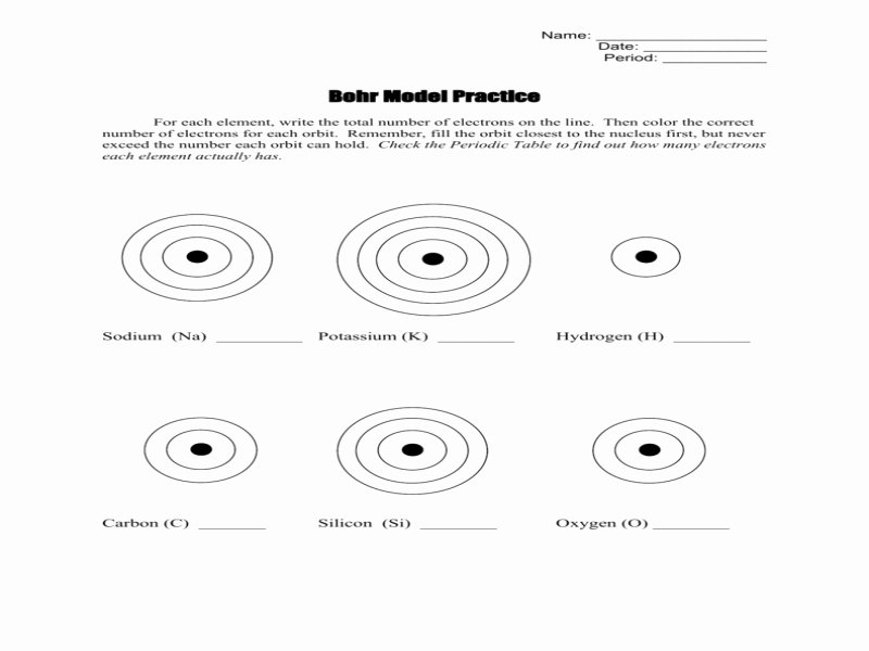 Bohr Atomic Models Worksheet Answers