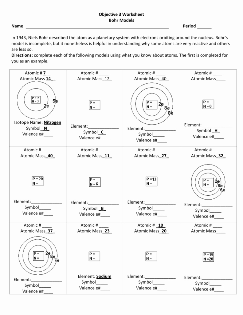 50 Bohr Model Worksheet Answers