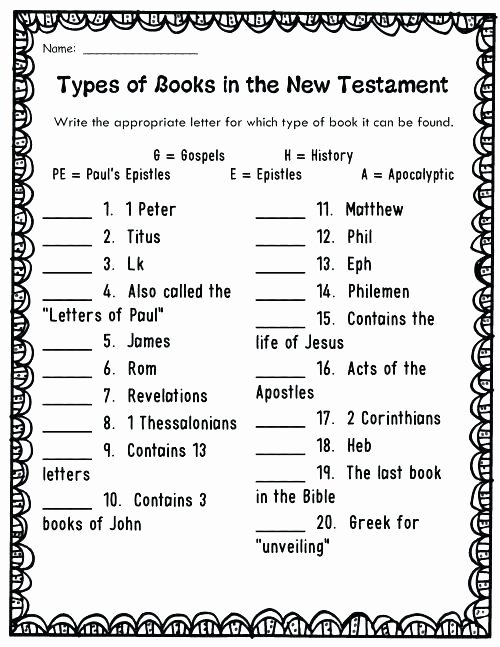 Books Of the Bible Worksheet Fresh 54 Bible Worksheets for You to Plete