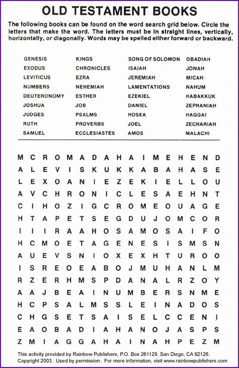 Books Of the Bible Worksheet New Print Version Of the Word Search Puzzle Old Testament