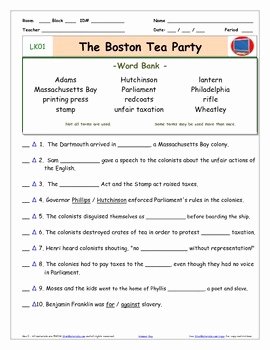 Boston Tea Party Worksheet Awesome A Liberty’s Kids Lk01 “boston Tea Party” Worksheet Ans