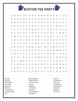 Boston Tea Party Worksheet Beautiful Boston Tea Party Word Search by House Of Knowledge and