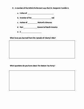 Boston Tea Party Worksheet New Liberty S Kids Episode 1 Viewing Guide for &quot;the Boston Tea