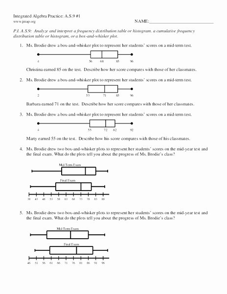 Box and Whisker Plot Worksheet Beautiful Integrated Algebra Practice Box and Whisker Plots