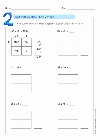 Box Method Multiplication Worksheet Awesome Box Method Partial Products Multiplication Training &amp; Pdf