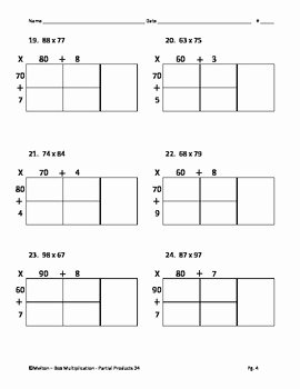 Box Method Multiplication Worksheet Best Of Box Method Multiplication Partial Products 2 Digit by