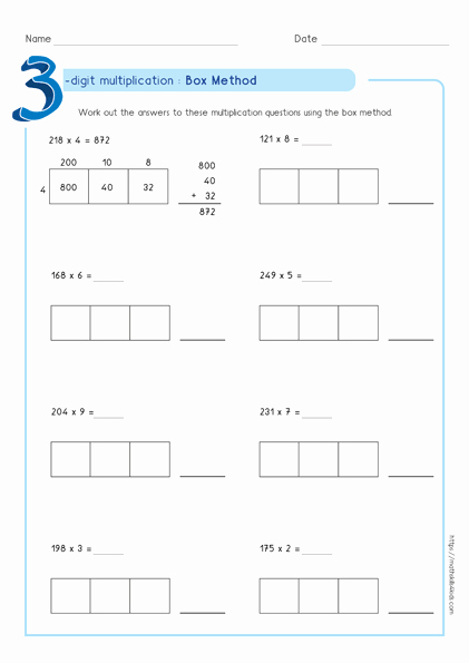 Box Method Multiplication Worksheet Best Of Box Method Multiplication Worksheets Pdf