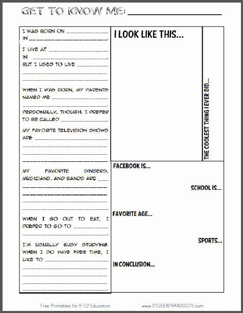 Boyle's Law Worksheet Answers Awesome Get to Know Me Student Info Sheet Free to Print
