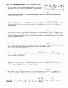 Boyle's Law Worksheet Answers Fresh Ws 5 3 Bined Gas Law Worksheet for 10th 12th Grade