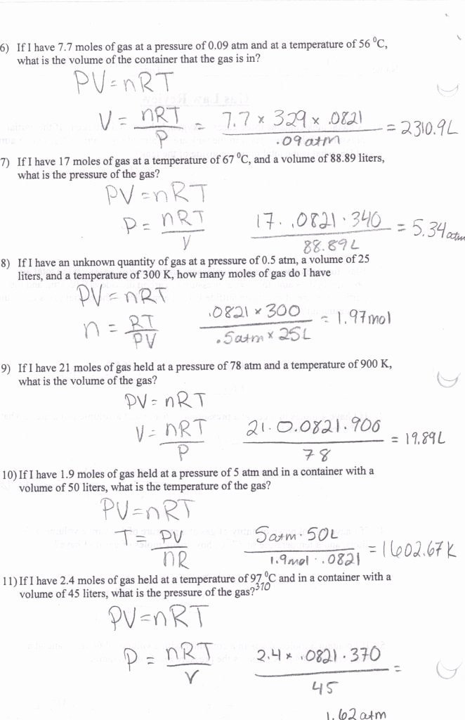 Boyle&amp;#039;s Law Worksheet Answers Luxury Gas Law Problems Worksheet with Answers