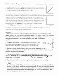 Boyle&amp;#039;s Law Worksheet Answers New Boyle S Law Lab Worksheet for 10th 12th Grade