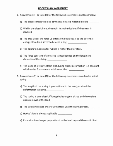 Boyle's Law Worksheet Answers New Hooke S Law Worksheet with Answers by Kunletosin246