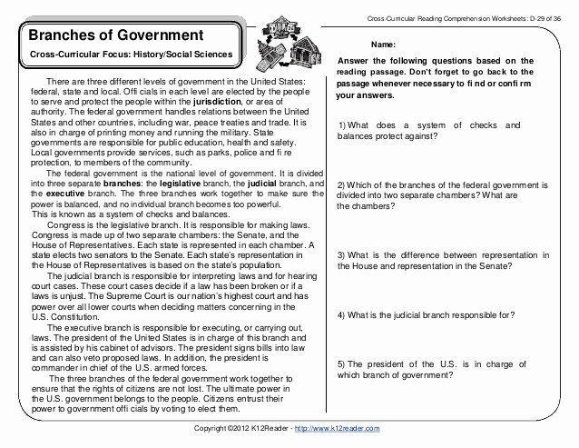 Branches Of Government Worksheet New Branches Of Government