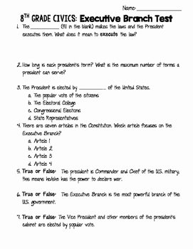 Branches Of Government Worksheet Pdf Best Of Executive Branch Test by Misskate7and8