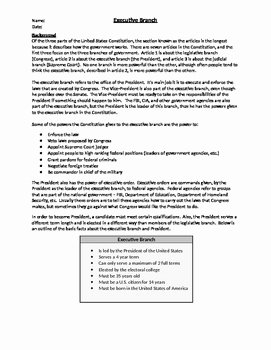 Branches Of Government Worksheet Pdf New Executive Branch Worksheet Packet by 2nd Chance Works