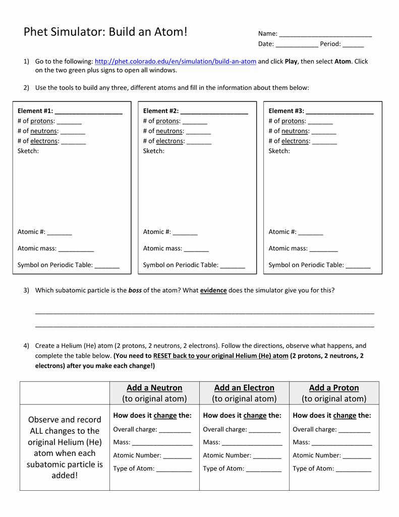 Build An atom Worksheet Answers Awesome Phet Build An atom Worksheet Answers
