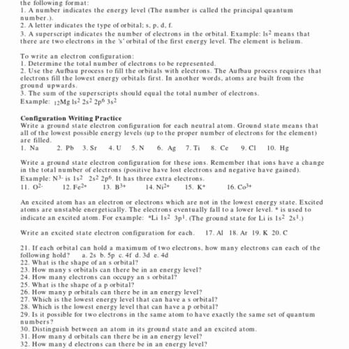 Build An atom Worksheet Answers Best Of Electrons In atoms Worksheet Answers