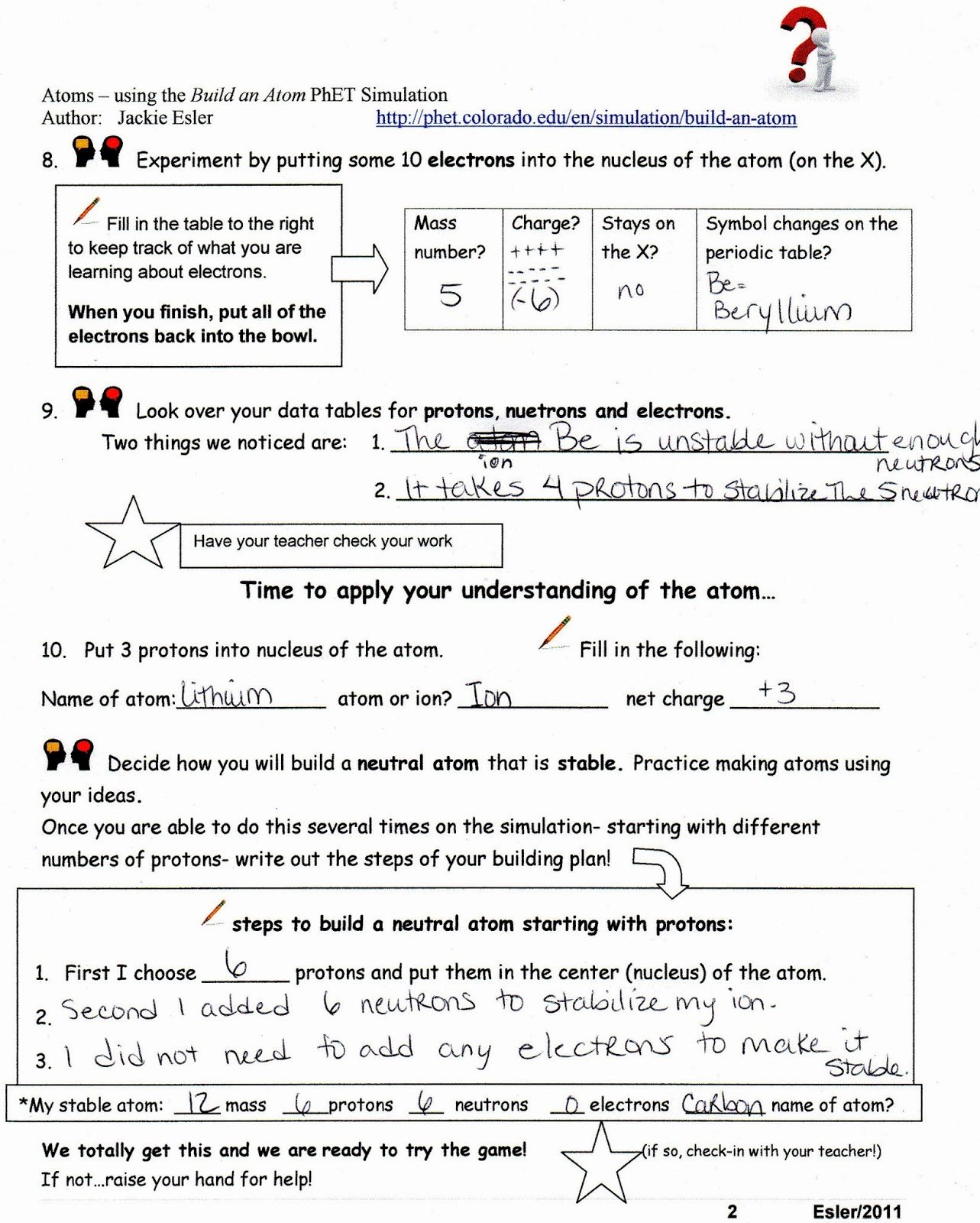 Build An atom Worksheet Answers Lovely Printables Of Build An atom Phet Lab Worksheet Answers