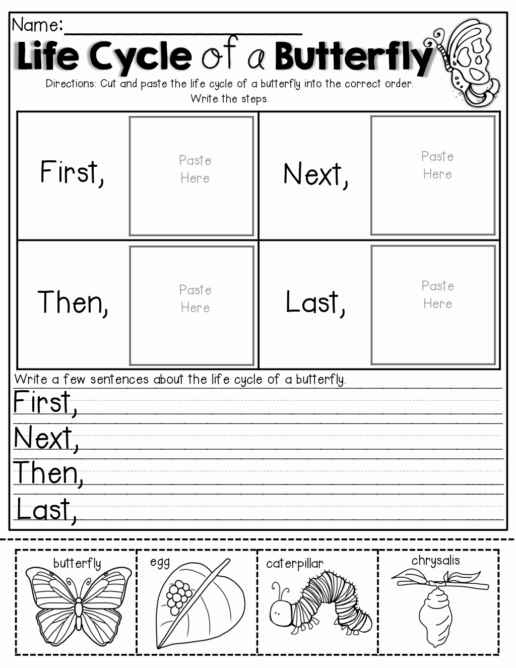 Butterfly Life Cycle Worksheet Awesome Life Cycle Of A butterfly Cut Paste and Write