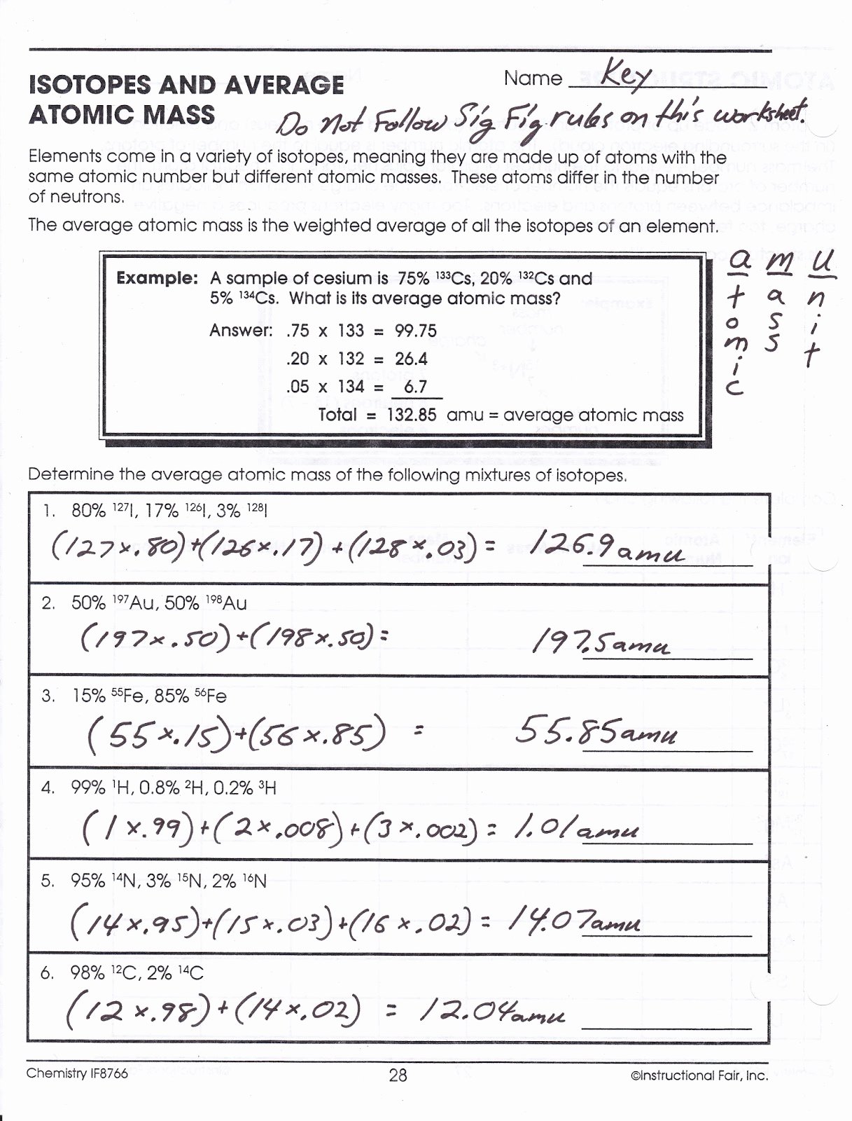 Calculating Average atomic Mass Worksheet Fresh Calculating Average atomic Mass Worksheets Answer Key