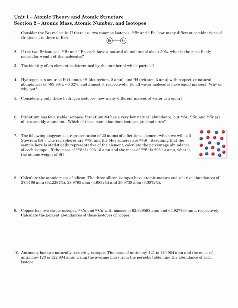Calculating Average atomic Mass Worksheet New atomic Mass atomic Number and isotopes