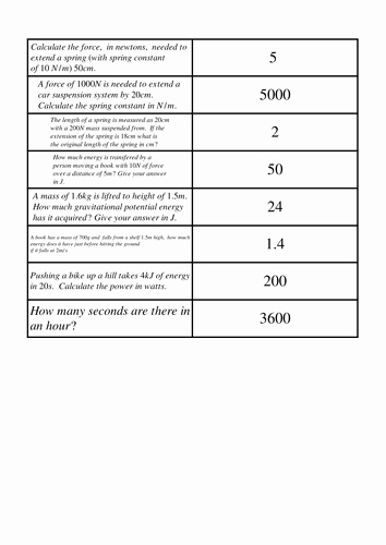 Calculating Force Worksheet Answers