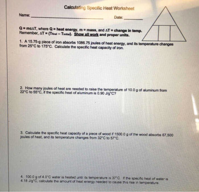 50 Calculating Specific Heat Worksheet Chessmuseum Template Library