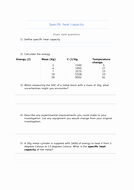Calculating Specific Heat Worksheet Lovely Physics Specific Heat Capacity Worksheet by