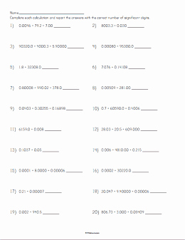 Calculations Using Significant Figures Worksheet Elegant Adding with Significant Figures Worksheet