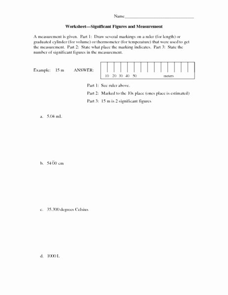 Calculations Using Significant Figures Worksheet Fresh Significant Figures and Measurement Worksheet for 9th