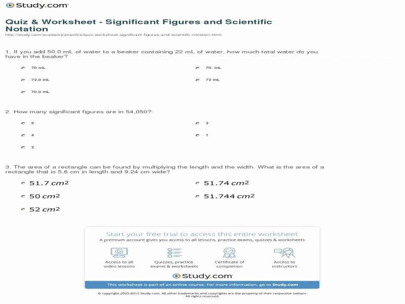 50 Calculations Using Significant Figures Worksheet
