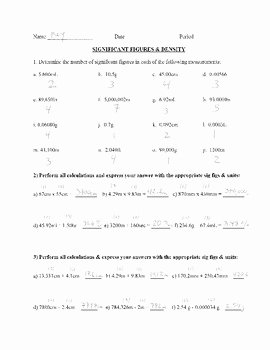 Calculations Using Significant Figures Worksheet New Significant Figures Practice Worksheet by Mj