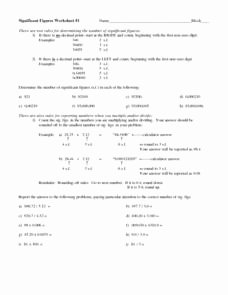 Calculations Using Significant Figures Worksheet New Significant Figures Worksheet 1 Worksheet for 10th 12th
