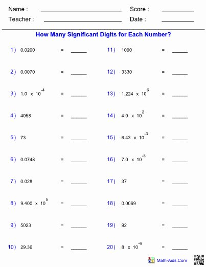 Calculations Using Significant Figures Worksheet Unique Significant Figures Worksheet