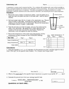 Calorimetry Worksheet Answer Key Best Of Calorimetry Lab 9th 10th Grade Worksheet