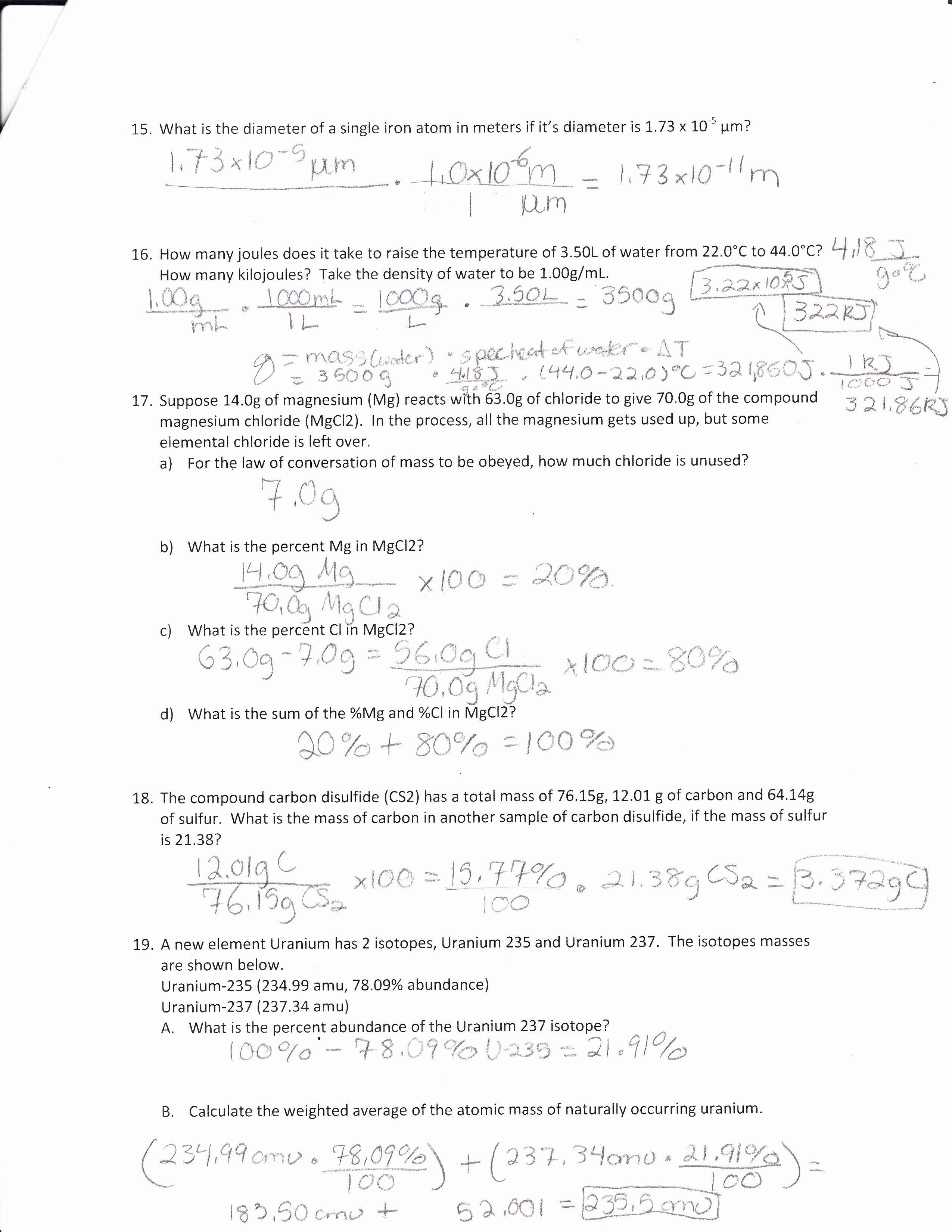 Calorimetry Worksheet Answer Key Elegant Chem 163 Supplemental Instruction Dean Of Students