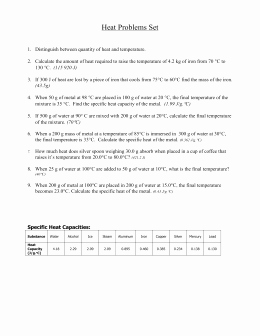 Calorimetry Worksheet Answer Key Fresh Calorimetry Worksheet