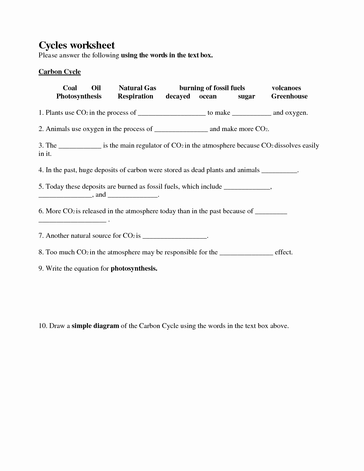 Carbon Cycle Worksheet Answers Fresh Worksheets Cycles Worksheet Answers Cheatslist Free