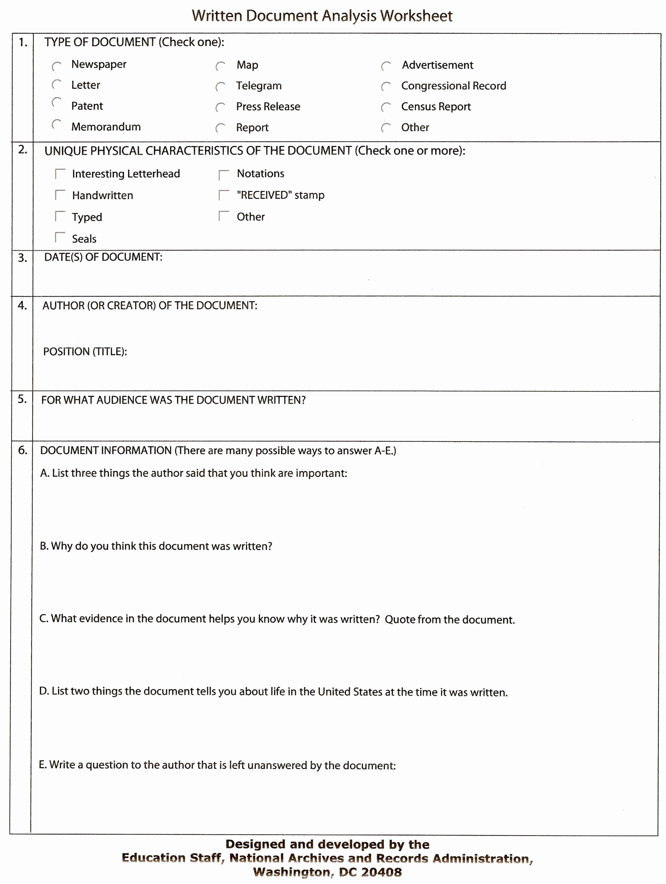 Cartoon Analysis Worksheet Answer Key Unique Historical Document Analysis Worksheet to Use with Primary