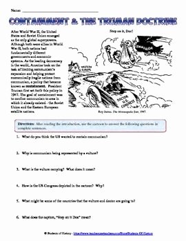Cartoon Analysis Worksheet Answers Elegant Containment and Truman Doctrine Cartoon Analysis Worksheet