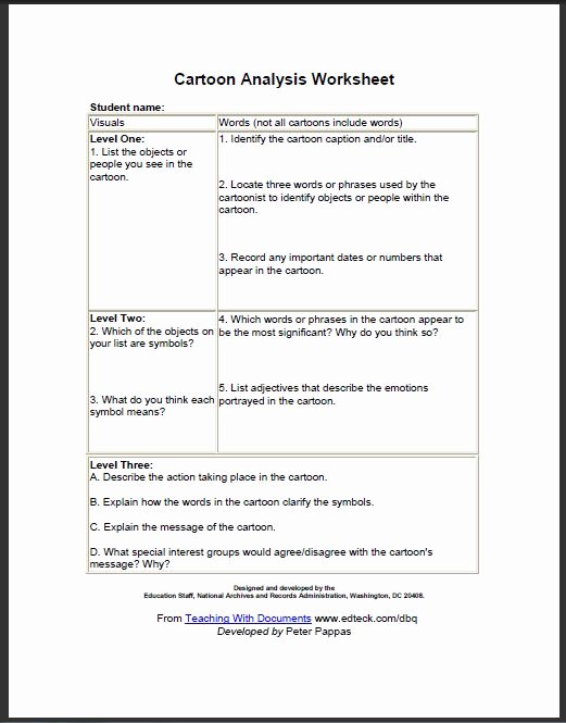Cartoon Analysis Worksheet Answers Inspirational Dms Performance Literacy Tasks Cartoon Analysis Worksheet