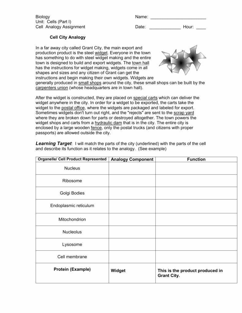 Cell City Analogy Worksheet Answers Fresh Cell City Analogy Worksheet Wid Answer Key