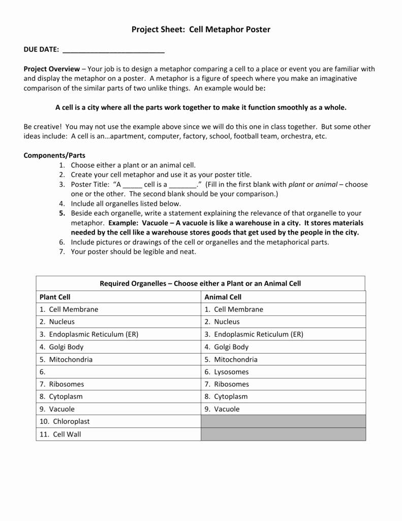 Cell City Analogy Worksheet Answers Luxury Cell as A Factory Worksheet