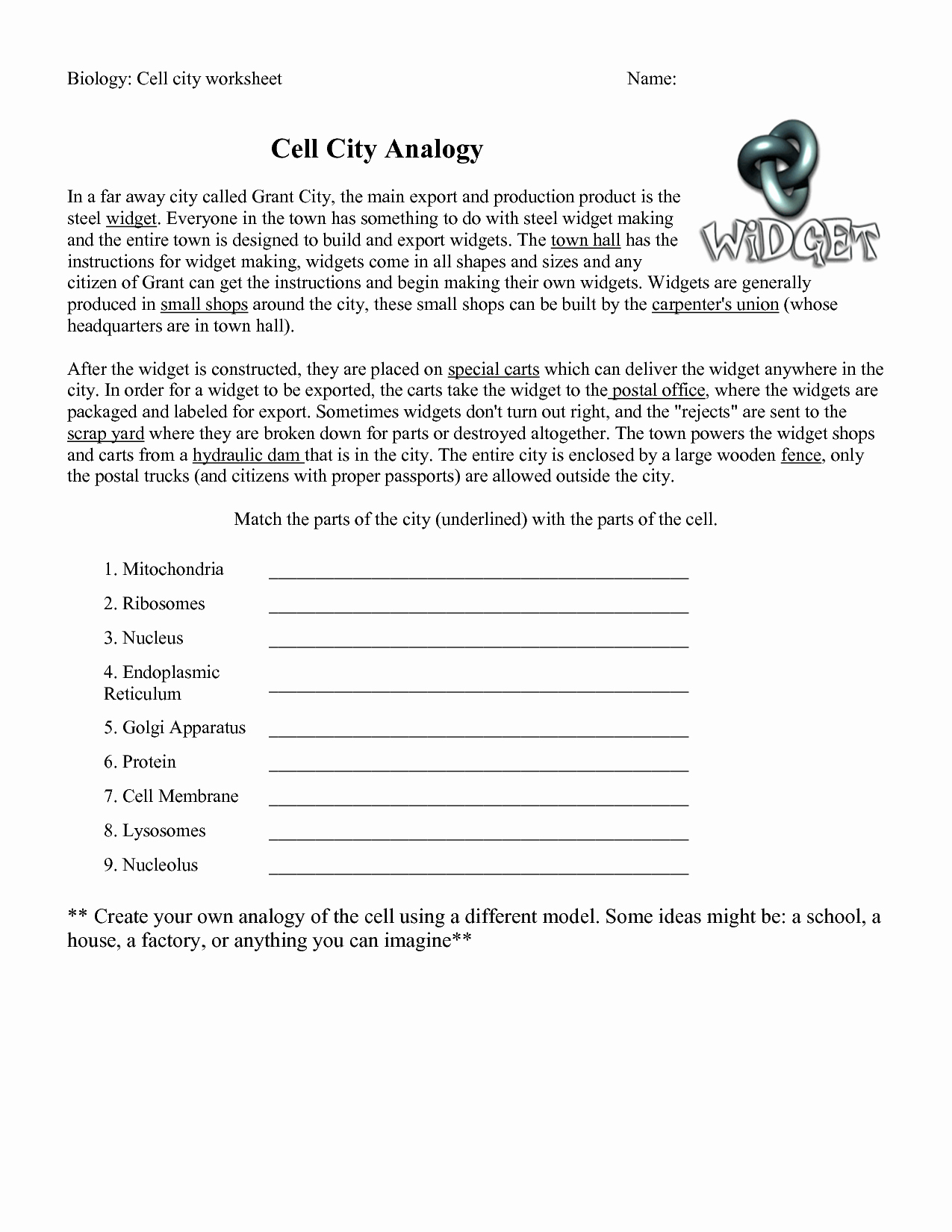 Cell City Analogy Worksheet New 18 Best Of Biology Cells Worksheets Answer Keys
