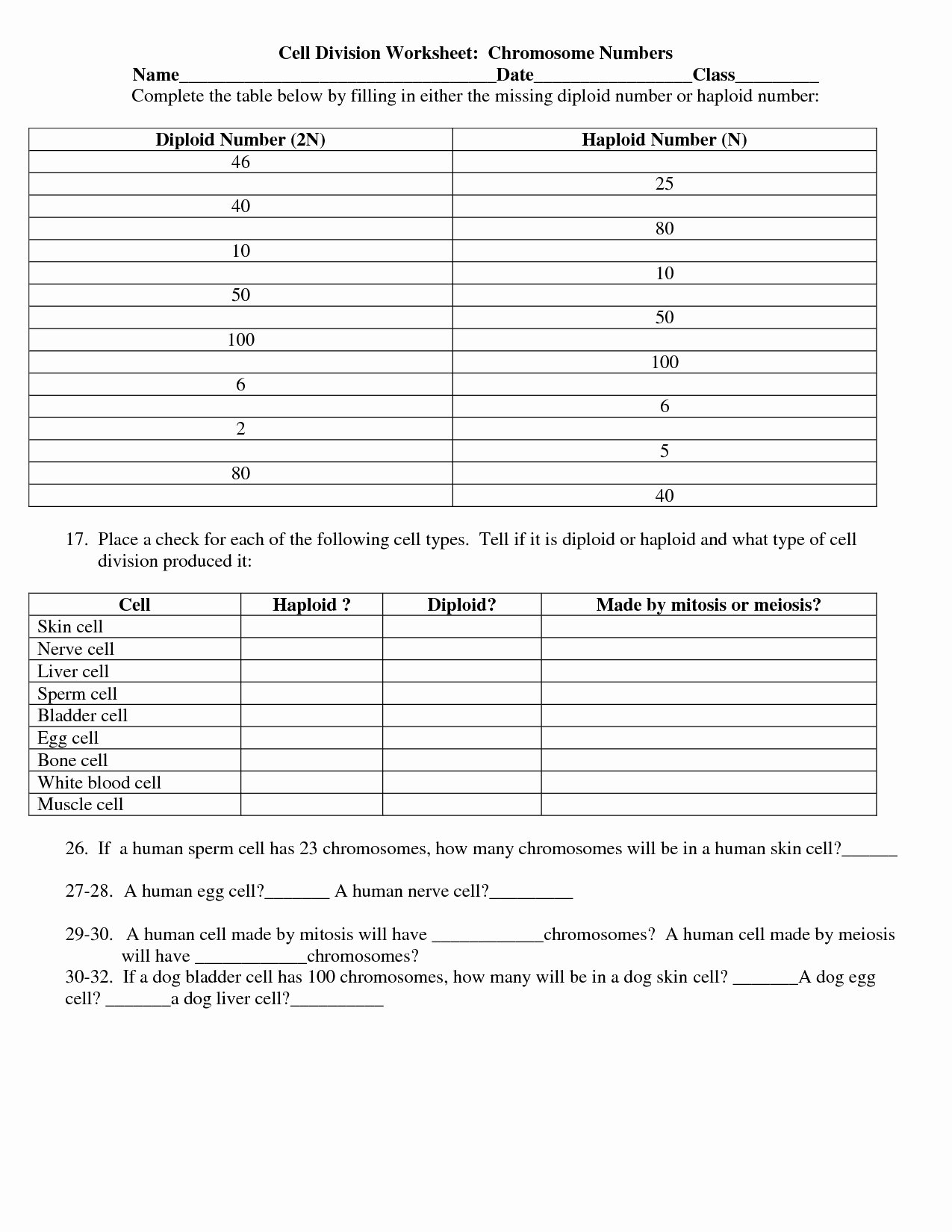 Cell Division Worksheet Answers Lovely 12 Best Of Cell Division Worksheet Mitosis Notes