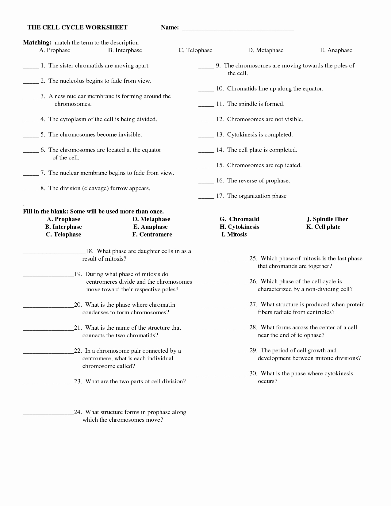 Cell Division Worksheet Answers New 14 Best Of Mitosis Worksheet Answers Crossword