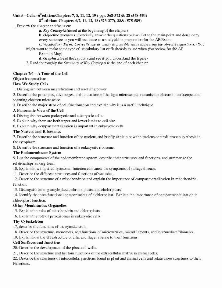 Cell Division Worksheet Answers New Cell Structure and Function Worksheet Answers