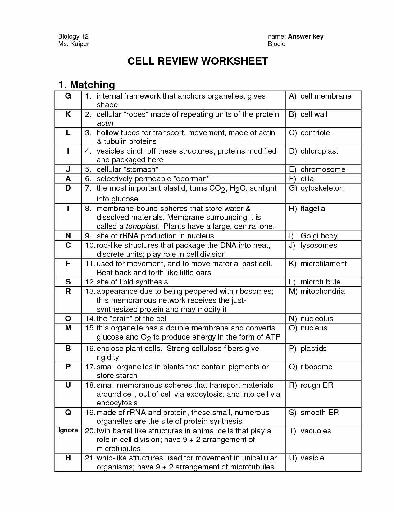 Cell organelles Worksheet Answers New 14 Best Of Cell Structure and Function Worksheet